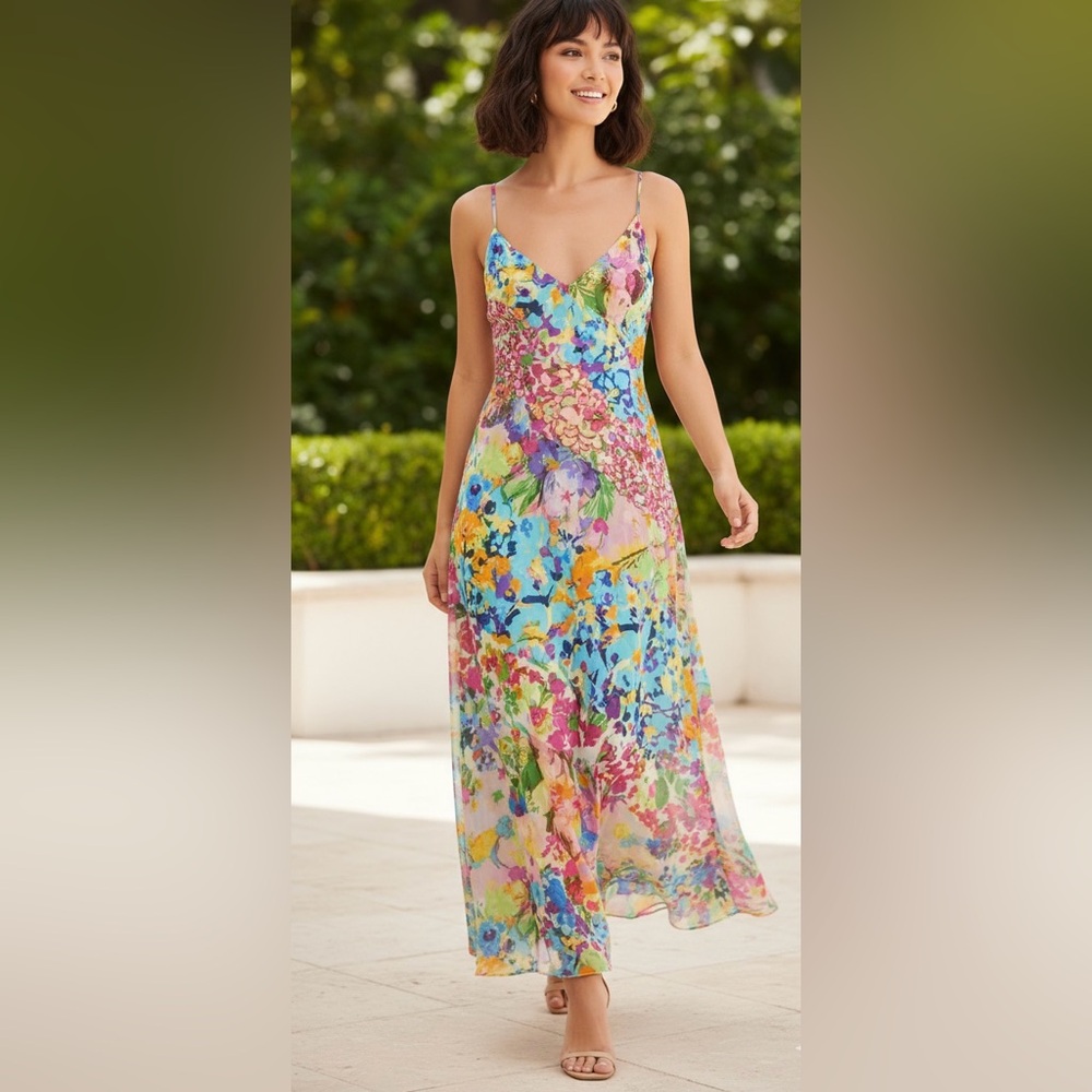 Anthropologie Vibrant Floral Maxi Dress